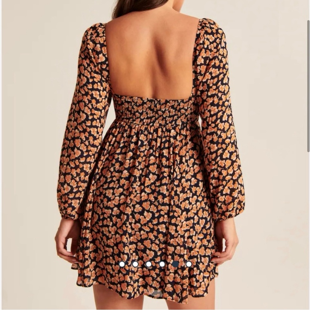🫎ABERCROMBIE Long Sleeve Babydoll Mini Dress in Floral Print - Picture 4 of 11